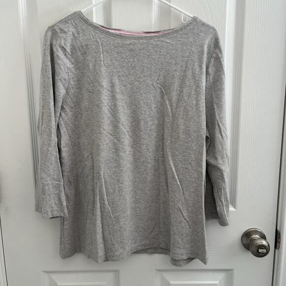 Talbots 100% Cotton Tee 3/4 Sleeve Top Gray Women's XL Quiet Luxury Minimalist - Picture 1 of 4